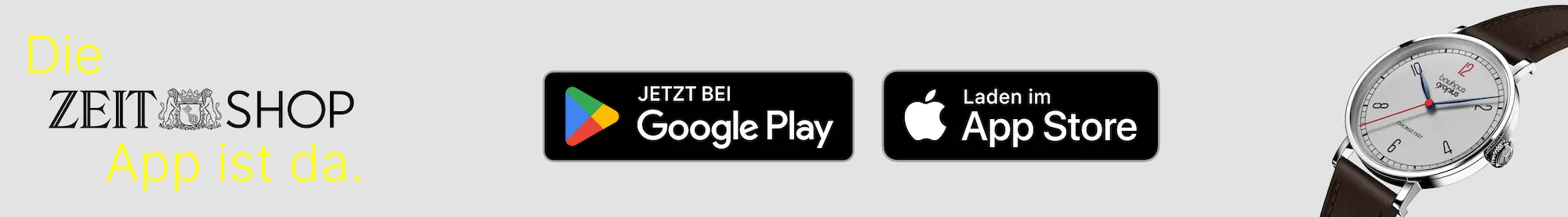 Hier klicken, um die ZEIT Shop App im Appstore oder Google Play Store herunterzuladen