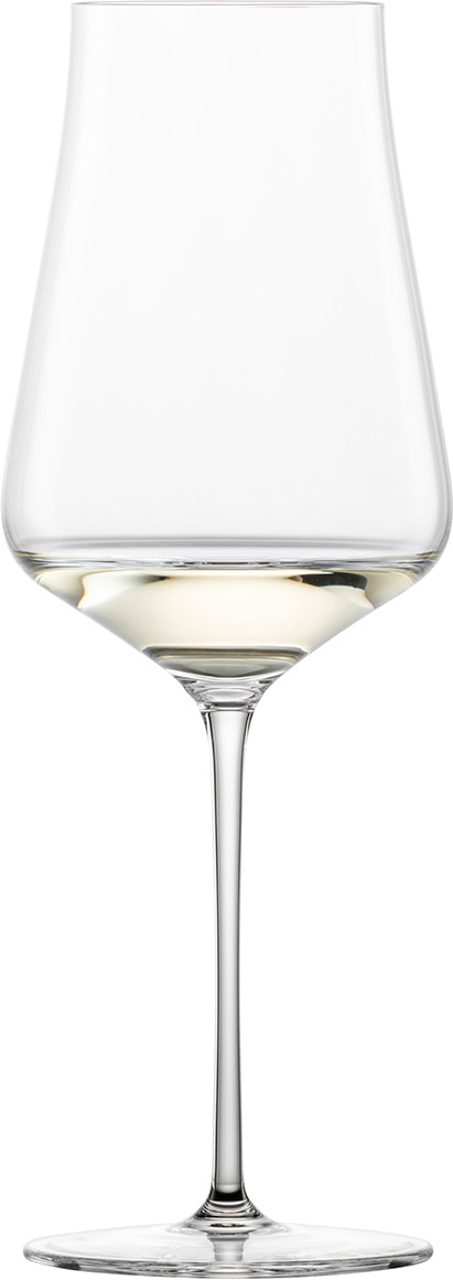 Ein edles Weißweinglas aus einem 2er-Set, perfekt für den Genuss von Weißwein. Es hat ein schlankes, modernes Design mit einem langen Stiel und einer leicht gewölbten Form.
