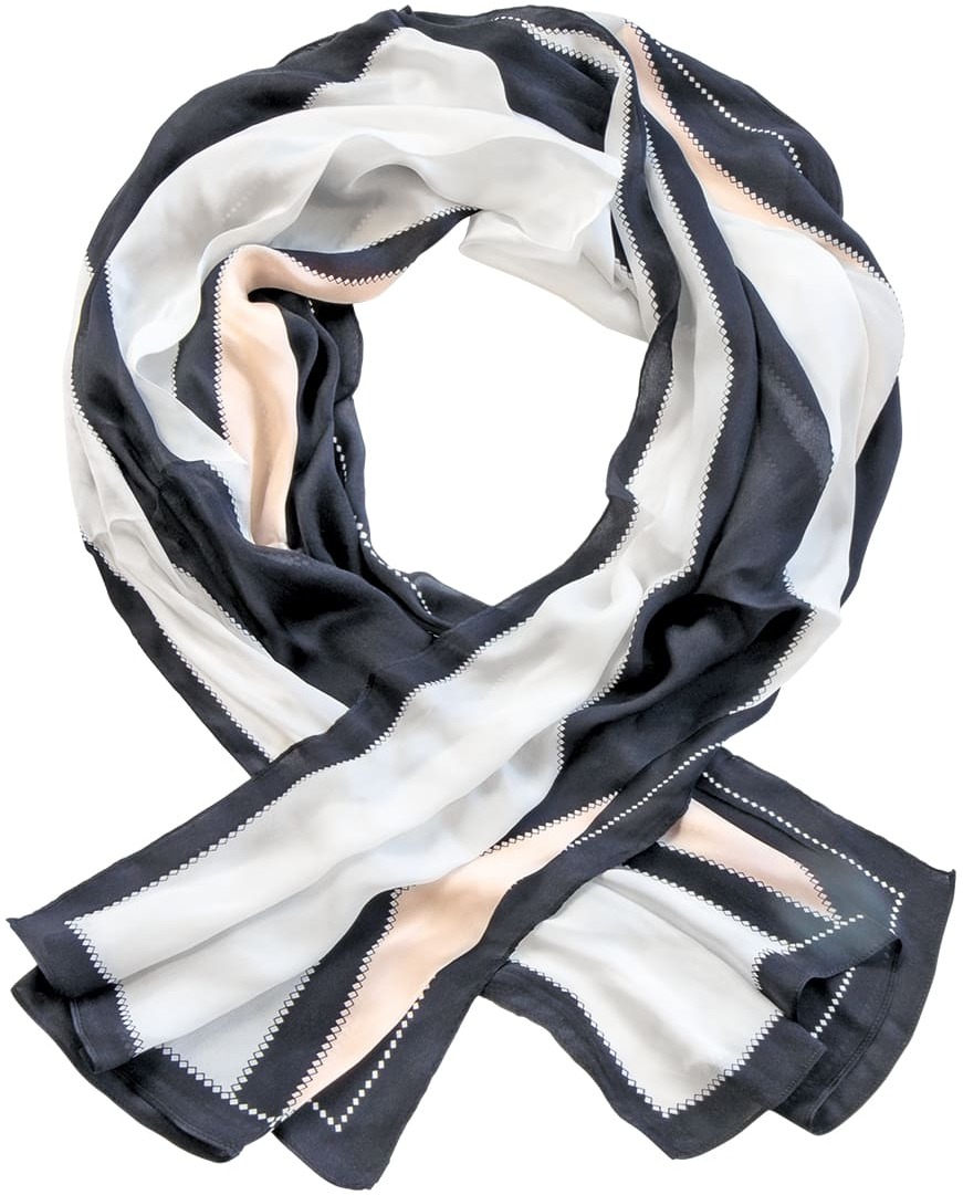 Seidenschal »Classique« in eleganten Schwarz-, Weiß- und Beigetönen mit schlichtem Design.