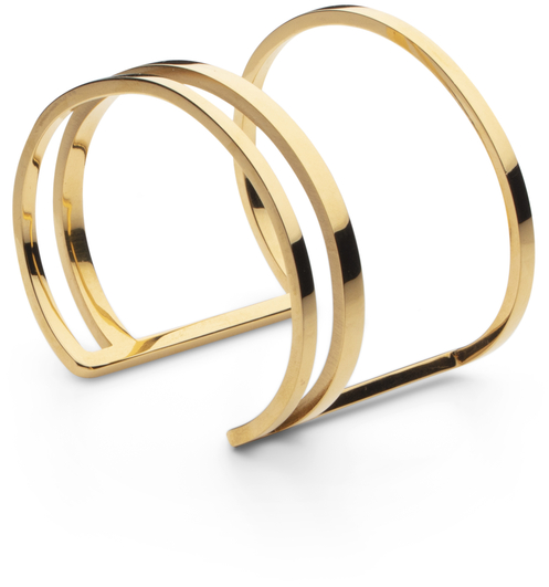 Ein moderner und eleganter goldfarbener Armreif von APART, bestehend aus drei offenen, ineinander verschlungenen Bändern. Ideal für Damen als stilvolles Accessoire.
