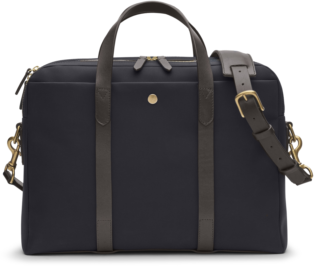 Businesstasche »ENDEAVOUR« von Mismo, rechteckige Form, schwarze Farbe, zwei Tragegriffe und ein verstellbarer Schultergurt, Metallakzente in Gold, Zipper-Öffnung.