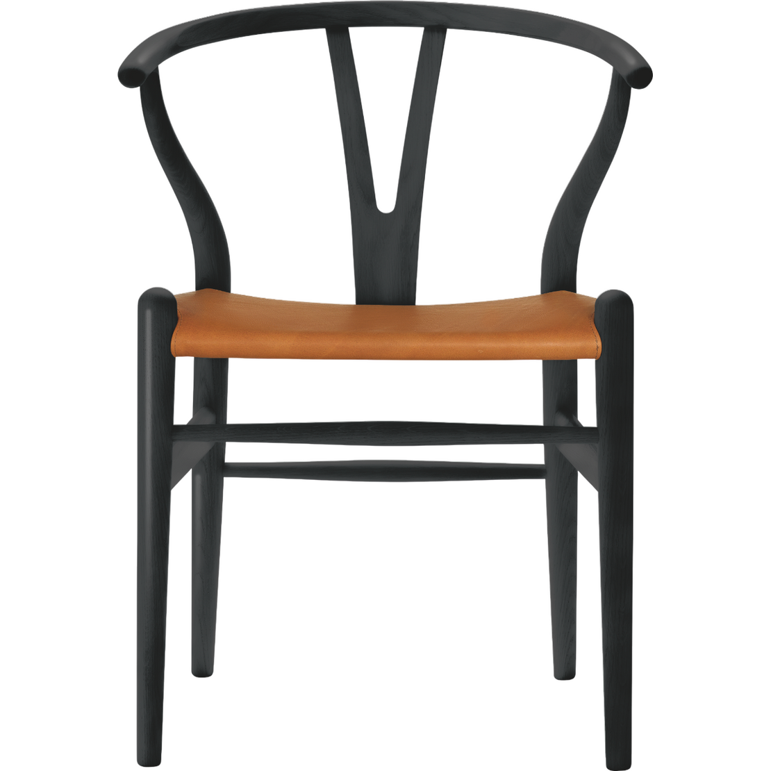 Ein stilvoller Wishbone Chair aus der ZEIT-Sonderedition, gefertigt aus Buche mit einem Sitz aus braunem Leder. Der Stuhl zeichnet sich durch sein modernes und minimalistisches skandinavisches Design aus, geeignet für verschiedene Innenräume wie Esszimmer oder Wohnzimmer.