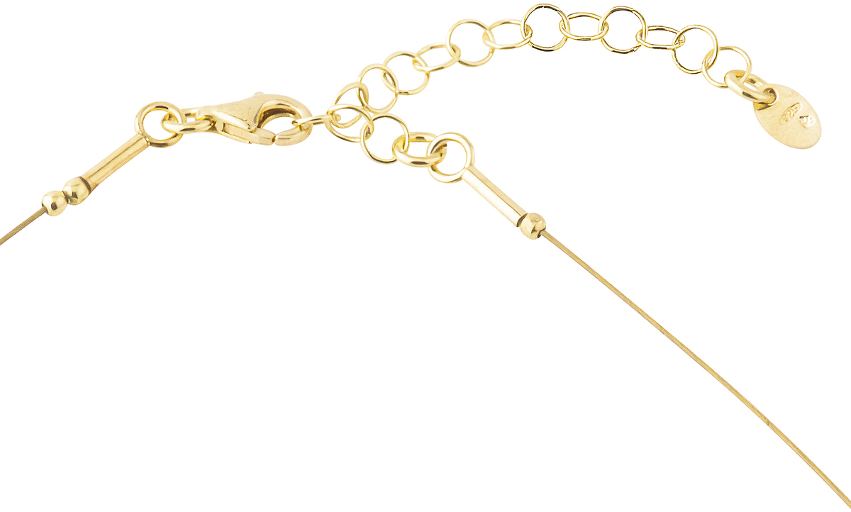 Bernsteincollier »Sinope« mit vier runden, polierten Bernsteinen und goldfarbenen Elementen an einem filigranen, dünnen Halsreif, vor weißem Hintergrund.