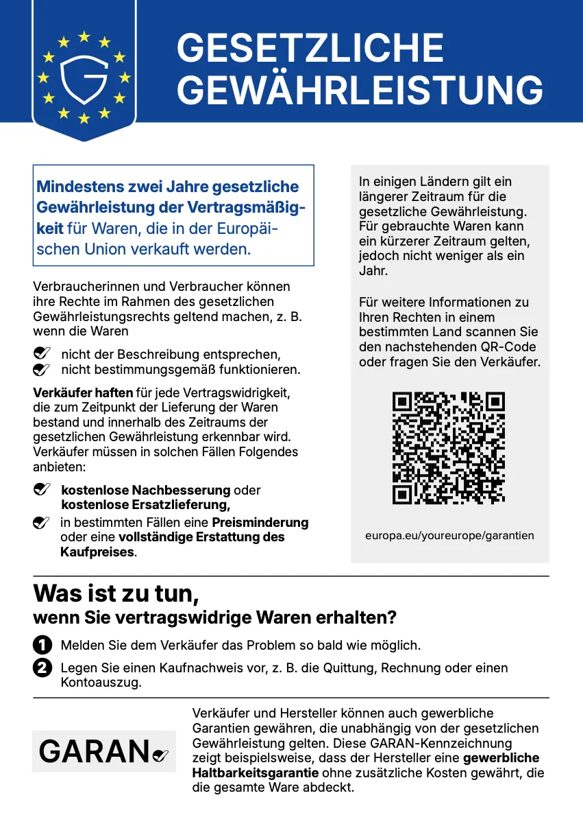 Harmonisierte Mitteilung zur Gewährleistung